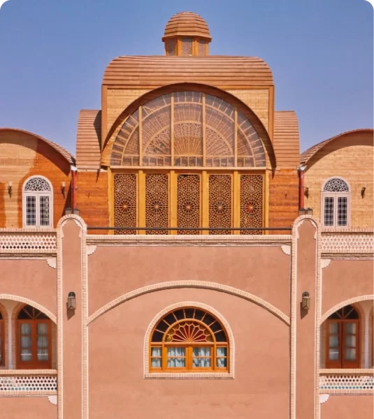 Peach-toned historic building facade in Namur