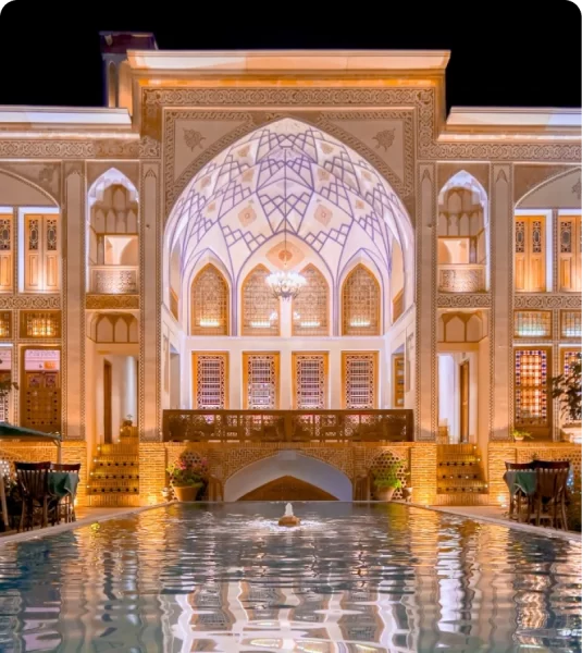 Historic palace reflection at dusk near Namur